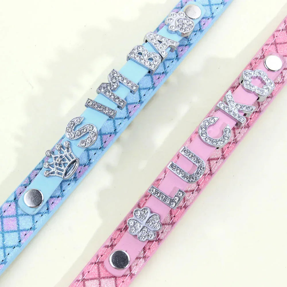 Quilted Rhinestone Personalized Collar