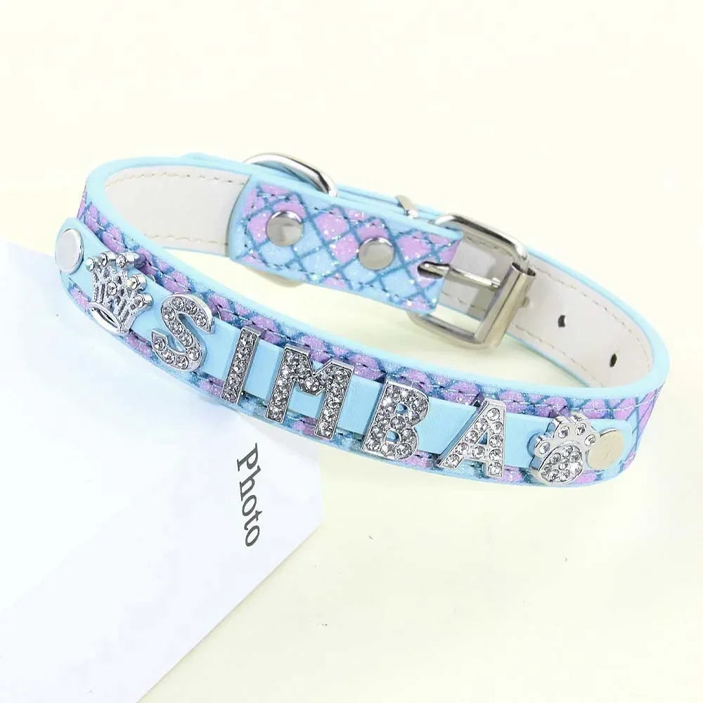 Quilted Rhinestone Personalized Collar
