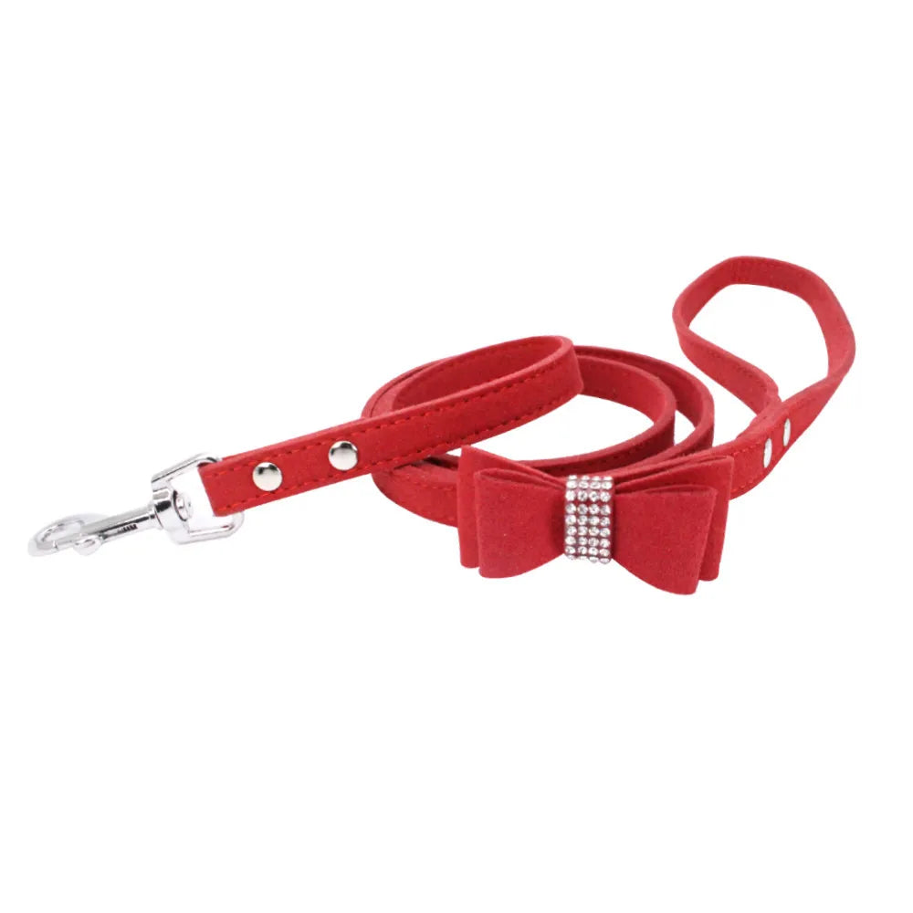 Rhinestone Bow Collar and Leash