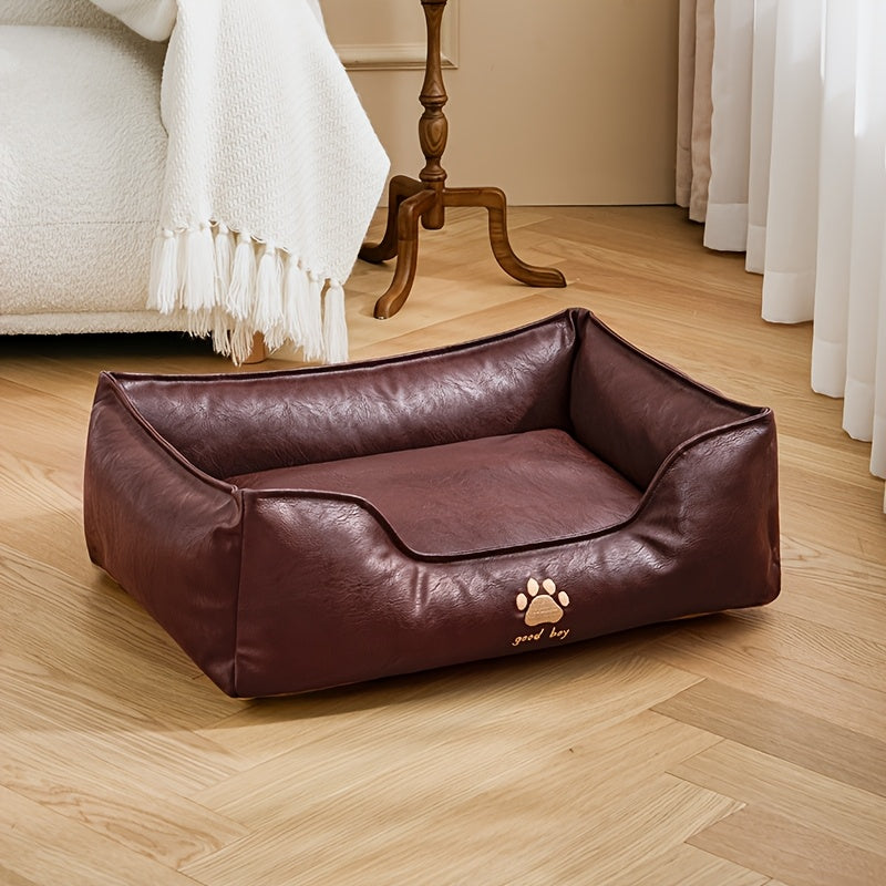 PawLuxe Faux Leather Dog Bed