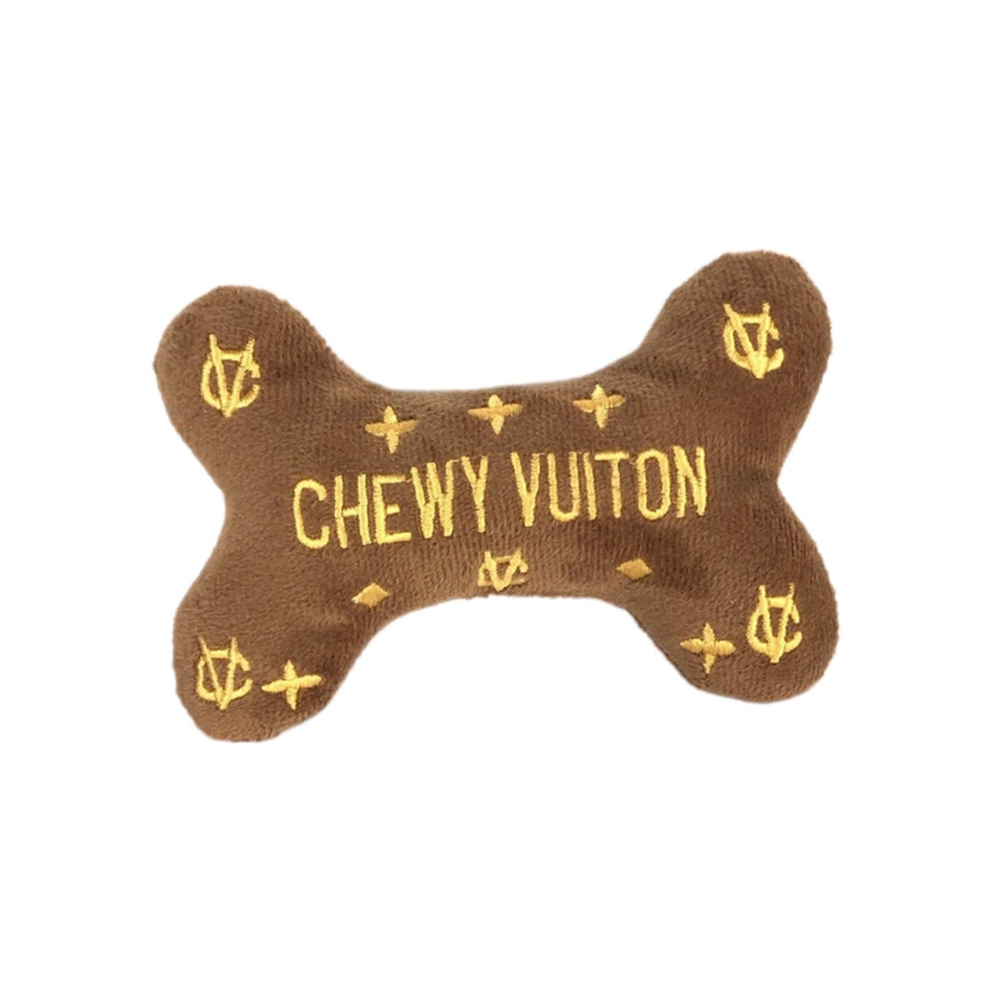 Chewy Vuiton Brown Plush Bone Dog Toy