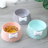 White Bow Dog Bowl