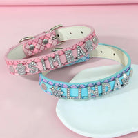 Bling Rhinestone Puppy Dog Collars Personalized Small Dogs Chihuahua Collar Custom Cat Necklace Free Name Charms Pet Accessories