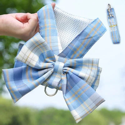 Plaid Bow Harness and Leash