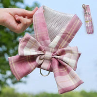 Plaid Bow Harness and Leash