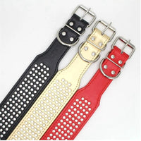 Rhinestone PU Leather Dog Collars 5 Row Diamante Bling for Large Dogs 5cm wide