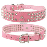 Rhinestone Dog Collar 3 Rows Suede Leather Diamante Cat Puppy Collars 5 Colors For Small Medium Dogs Chihuahua Yorkshire