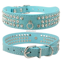 Rhinestone Dog Collar 3 Rows Suede Leather Diamante Cat Puppy Collars 5 Colors For Small Medium Dogs Chihuahua Yorkshire