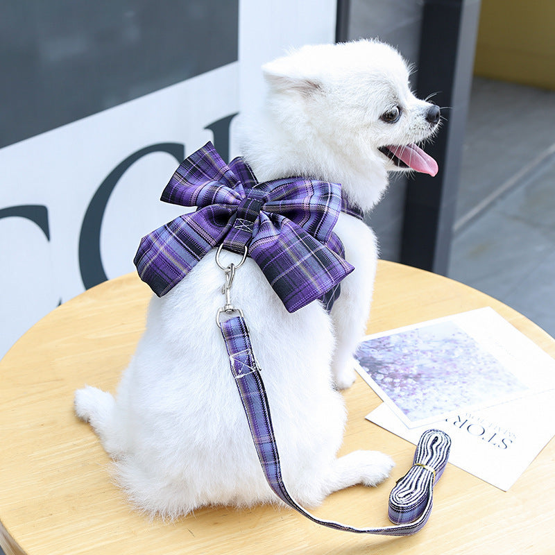 Plaid Bow Harness and Leash