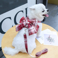 Plaid Bow Harness and Leash