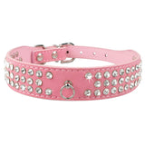 Rhinestone Dog Collar 3 Rows Suede Leather Diamante Cat Puppy Collars 5 Colors For Small Medium Dogs Chihuahua Yorkshire