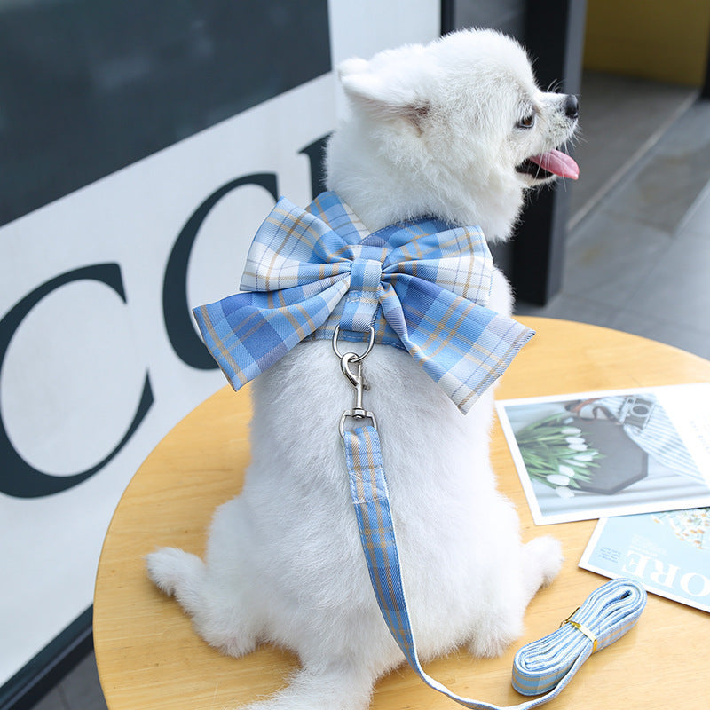 Plaid Bow Harness and Leash