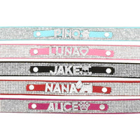 Personalized Bling Rhinestone Name Cat Dog Collar Custom Glitter Diamond Letter Name Pet Dog Collar For Small Medium Large Dogs