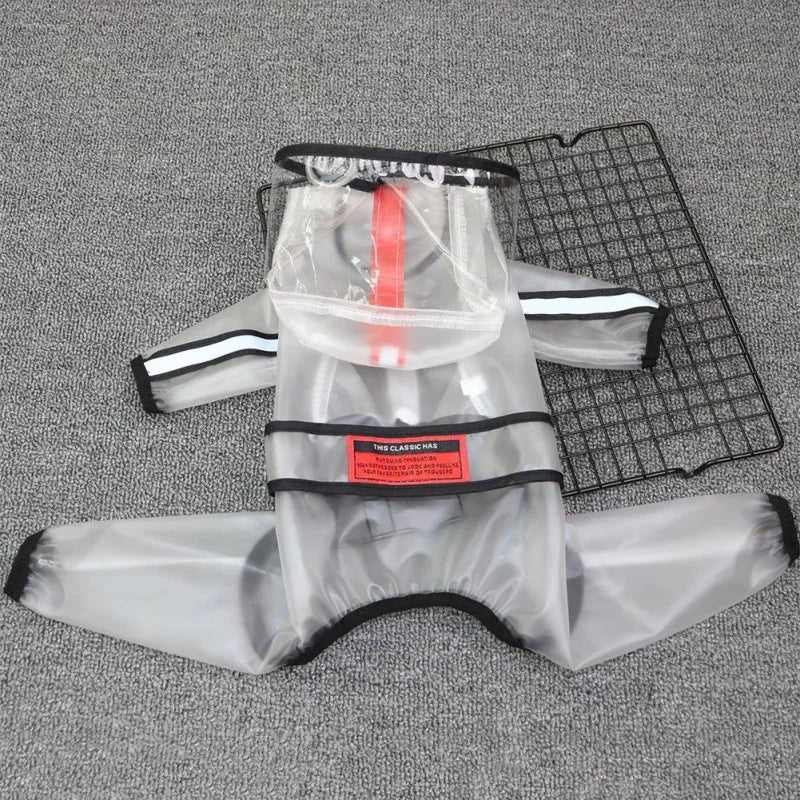 Reflective Transparent Hooded Raincoat Jumpsuit