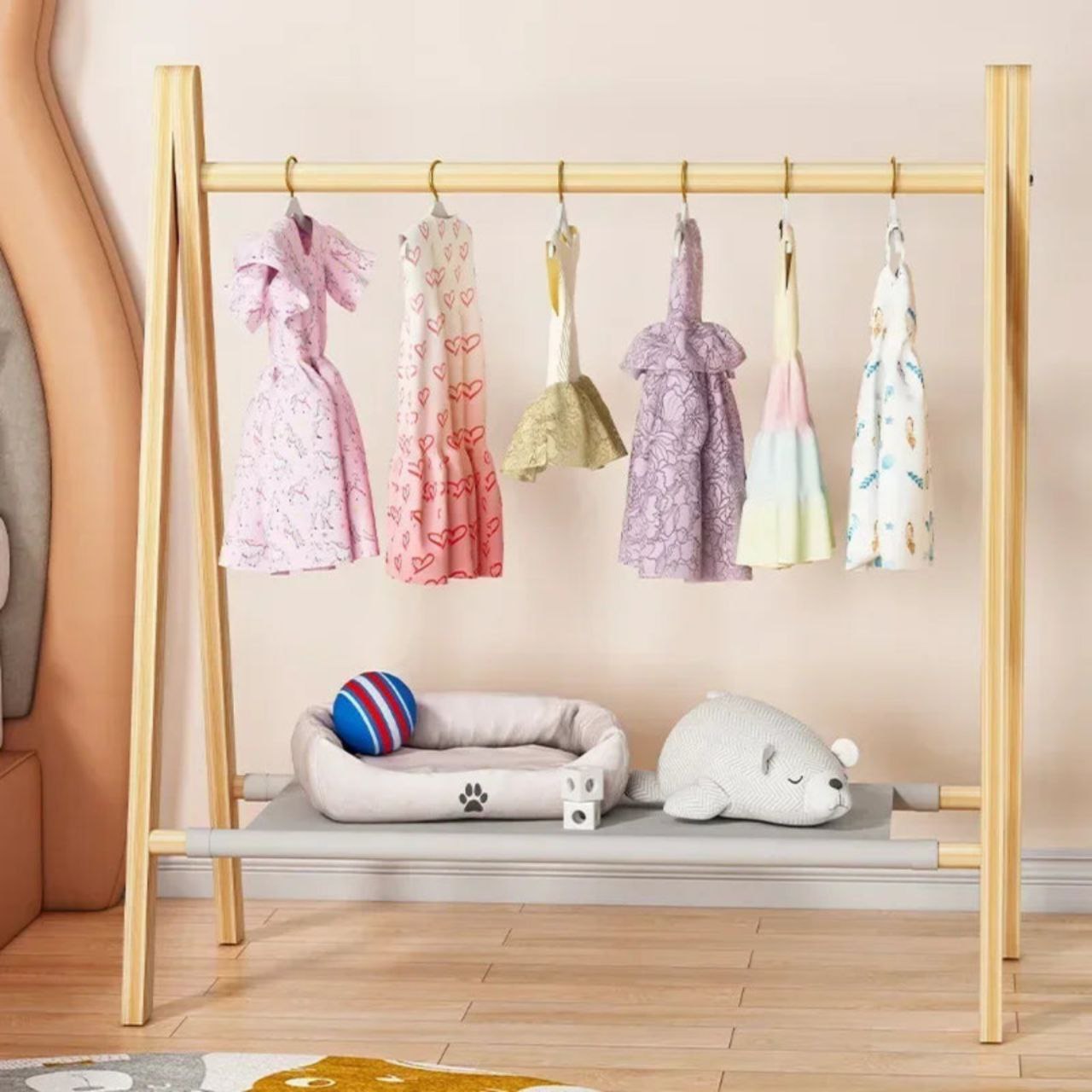 Wooden Dog Clothing Rack