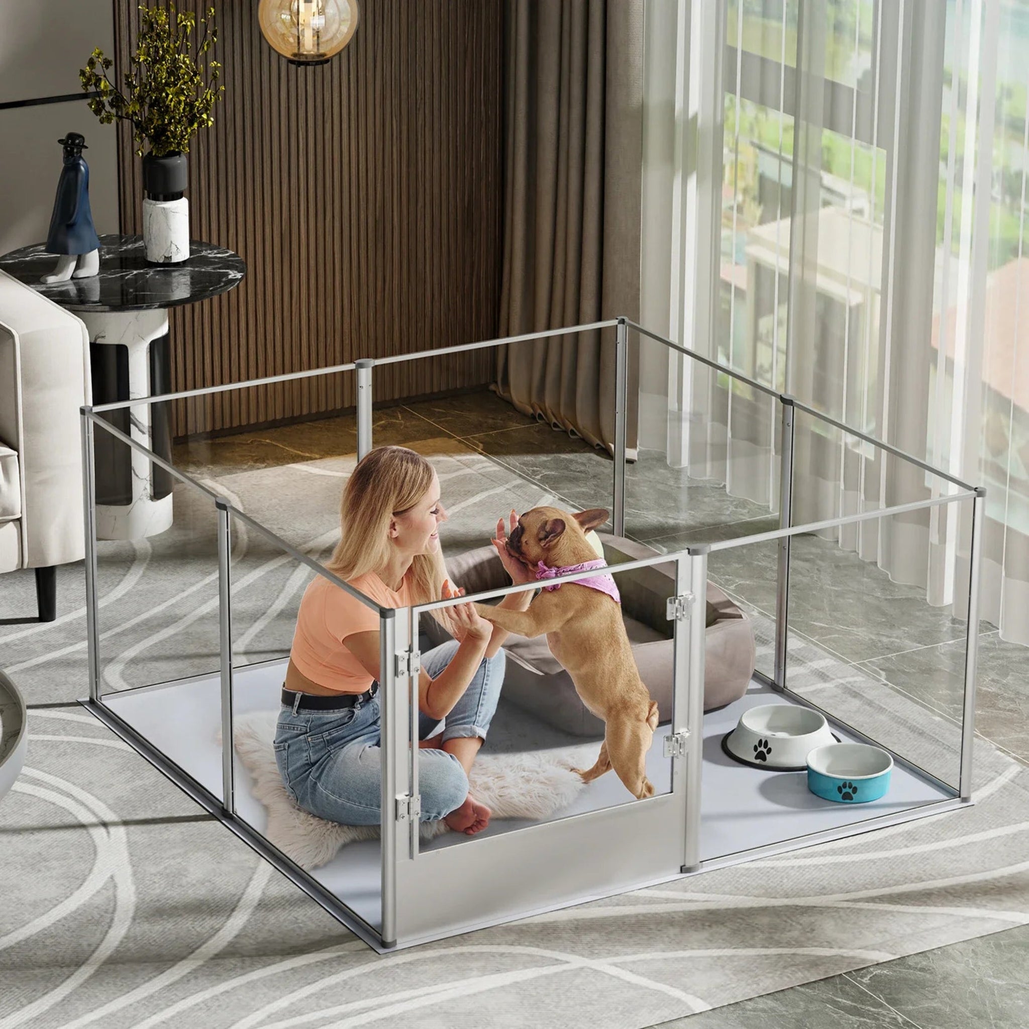 Luxury Clear & Metal Dog Playpen