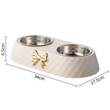 Gold Bow Dual Dog Bowl