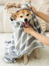 Striped Plush Dog Bathrobe Towel