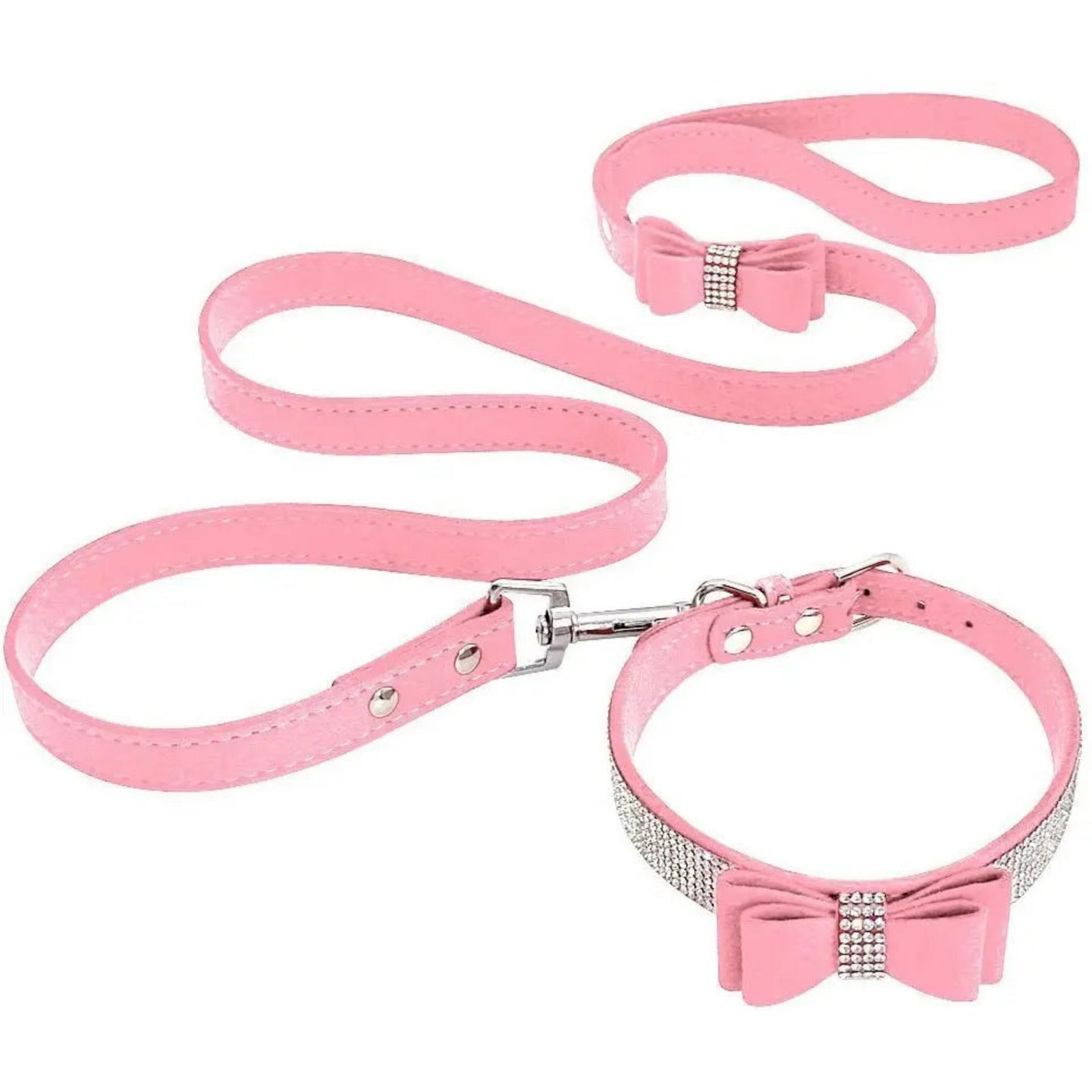 Rhinestone Bow Collar and Leash