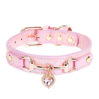 CP567--beautiful PU pet cat&dog collar decorated with sparkling love，adjustable and durable.