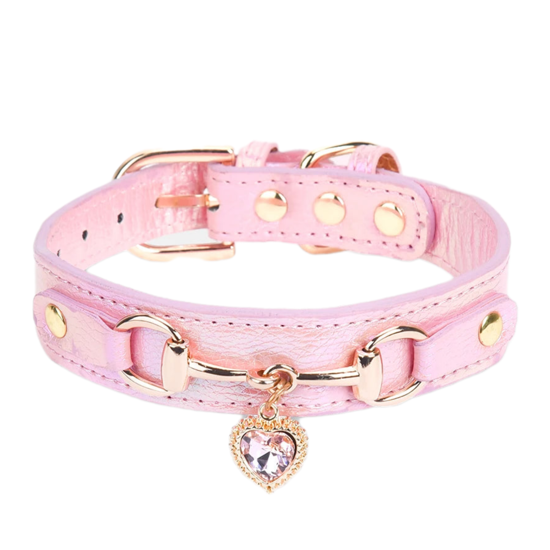 CP567--beautiful PU pet cat&dog collar decorated with sparkling love，adjustable and durable.