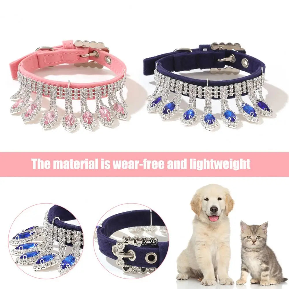 Dog Necklace Adorable Multifunctional Faux Leather Dogs Collar Decorative Adjustable Puppy neck circle with Pendant for Party