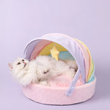 Pastel Rainbow Canopy Pet Bed