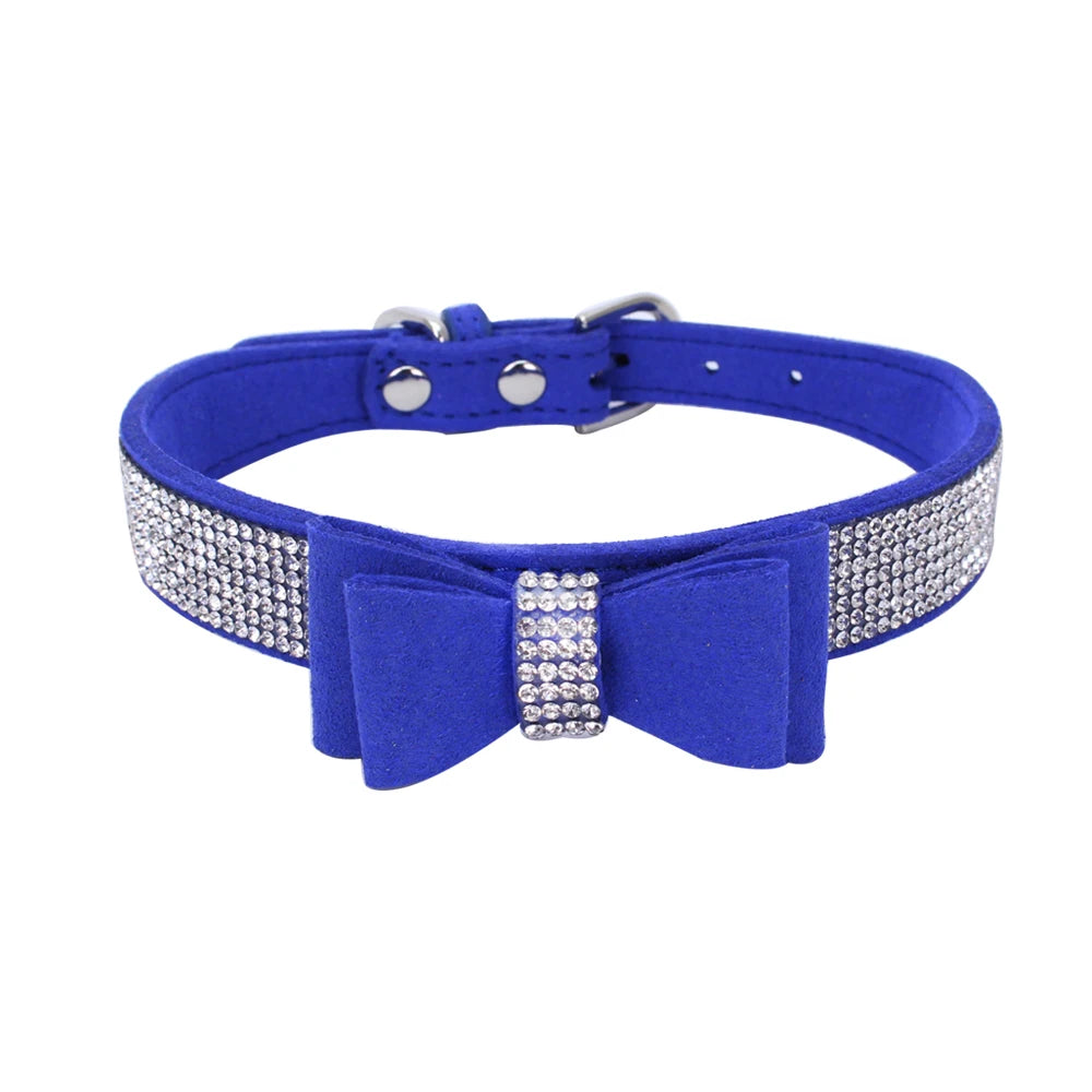 Rhinestone Bow Collar and Leash .