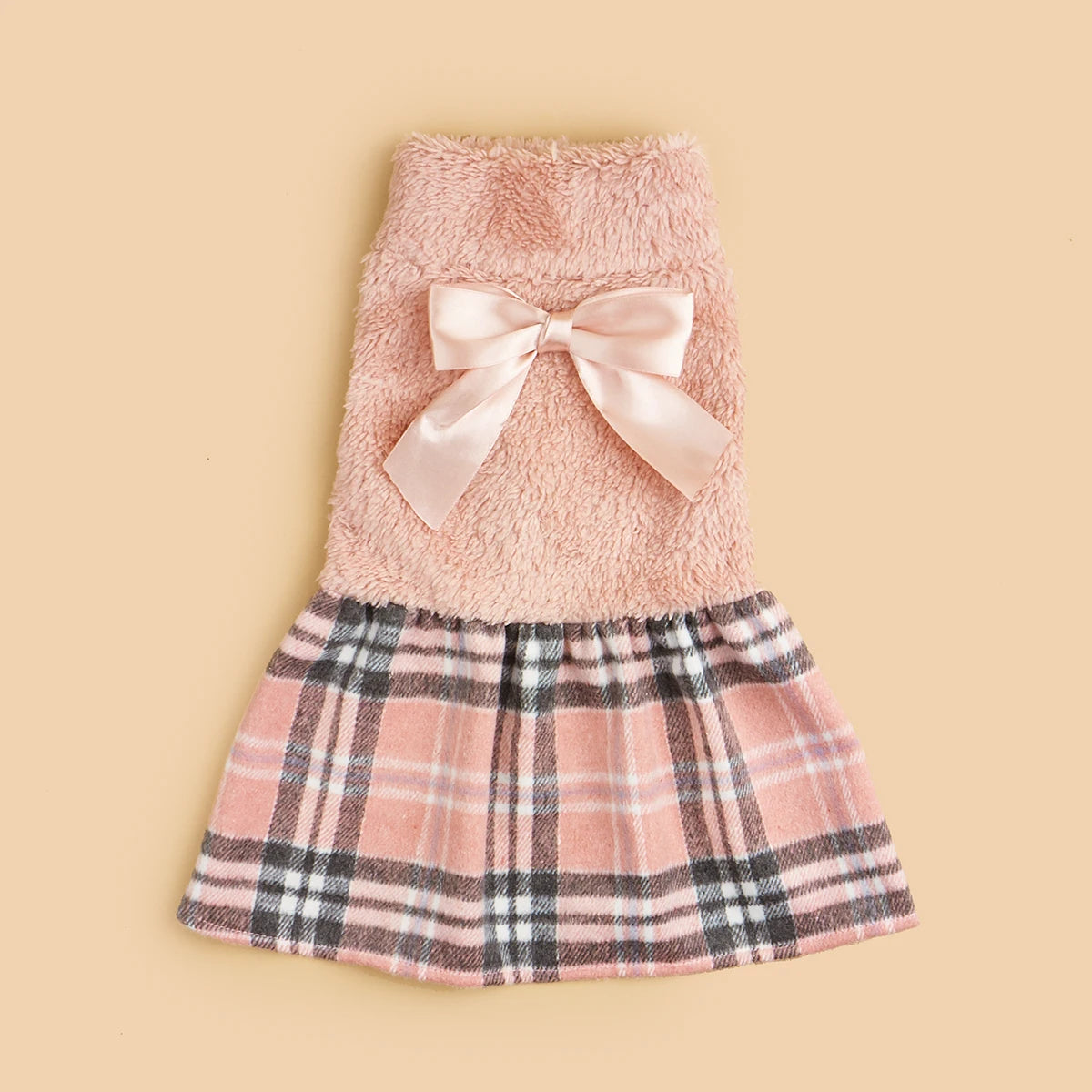 Plaid Plush Bow Dress
