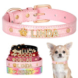 Bling Crystal Puppy Dog Collars Personalized Rhinestone Small Dog Collar Custom Chihuahua Necklace with Charms Pet Accessories