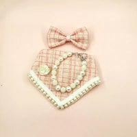 Tweed Bandana , Bow & Necklace Set