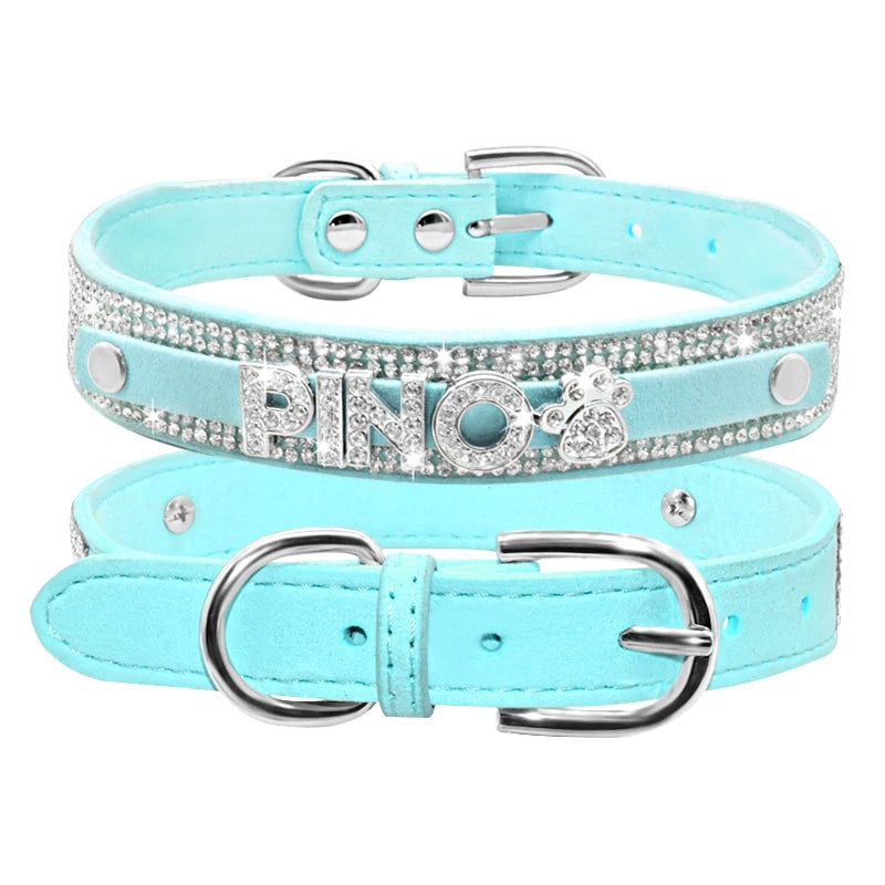 Personalized Bling Rhinestone Name Cat Dog Collar Custom Glitter Diamond Letter Name Pet Dog Collar For Small Medium Large Dogs