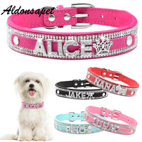 Personalized Bling Rhinestone Name Cat Dog Collar Custom Glitter Diamond Letter Name Pet Dog Collar For Small Medium Large Dogs