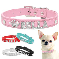 Bling Crystal Puppy Dog Collars Personalized Rhinestone Small Dog Collar Custom Chihuahua Necklace with Charms Pet Accessories