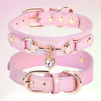 CP567--beautiful PU pet cat&dog collar decorated with sparkling love，adjustable and durable.