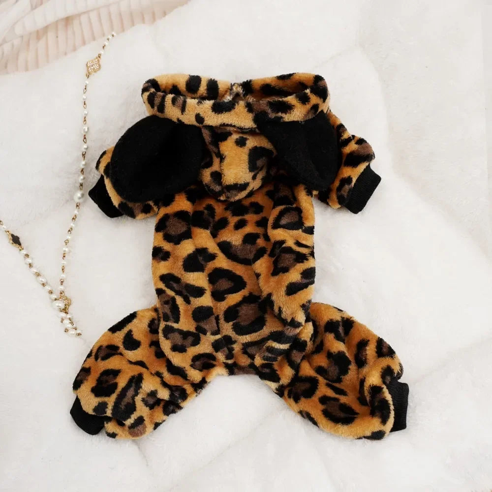 Leopard Fleece Jumpsuit