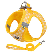 Kitten chest Strap Fresh plaid kitten leash anti-break Adjustable reflective pet chest strap Small dog kitten chest back