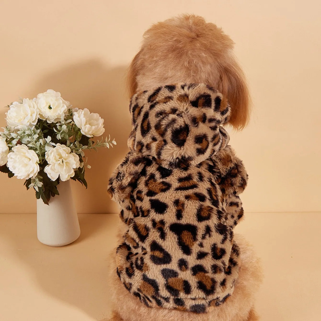 Leopard Flannel Hoodie with Ears