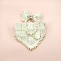 Tweed Bandana , Bow & Necklace Set