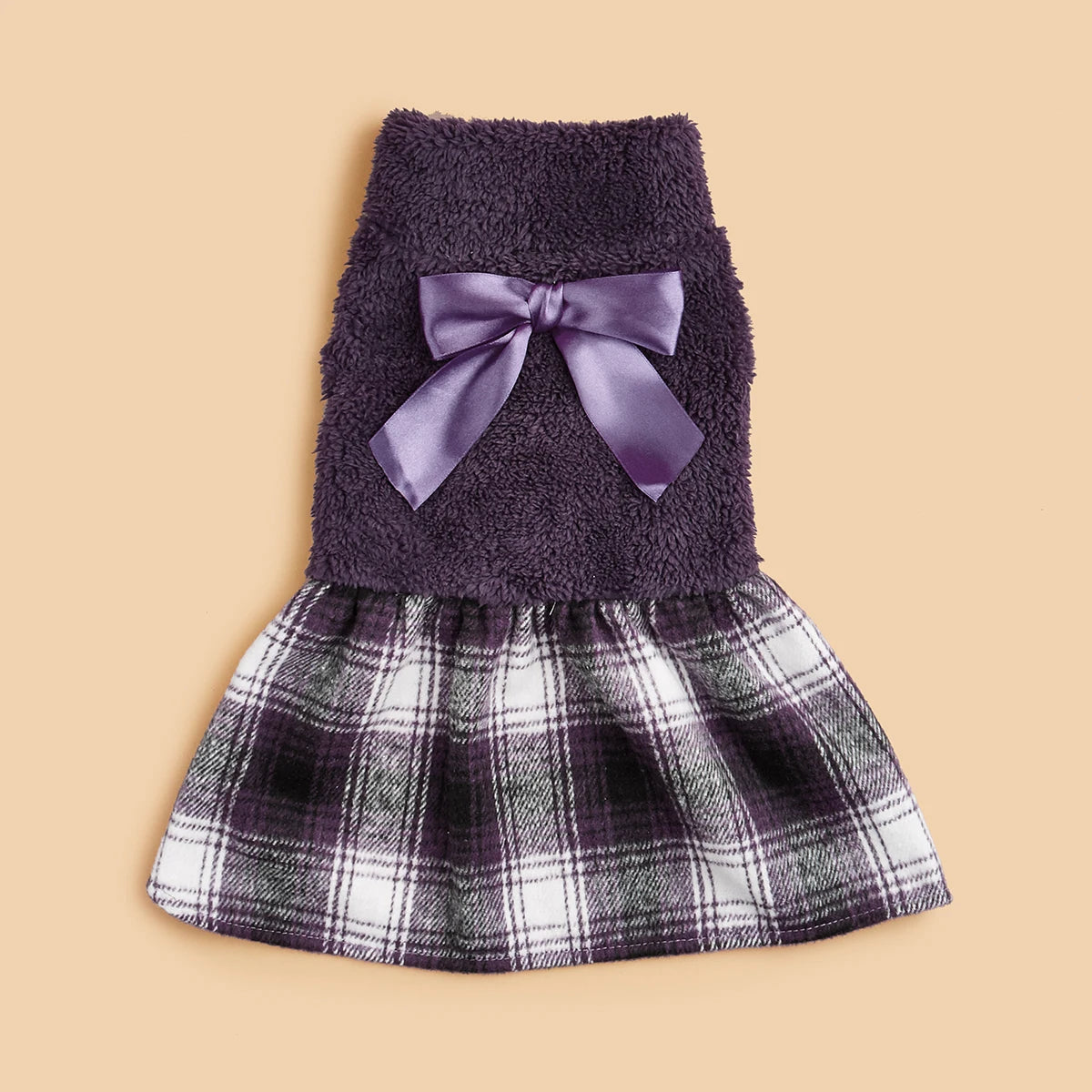 Plaid Plush Bow Dress