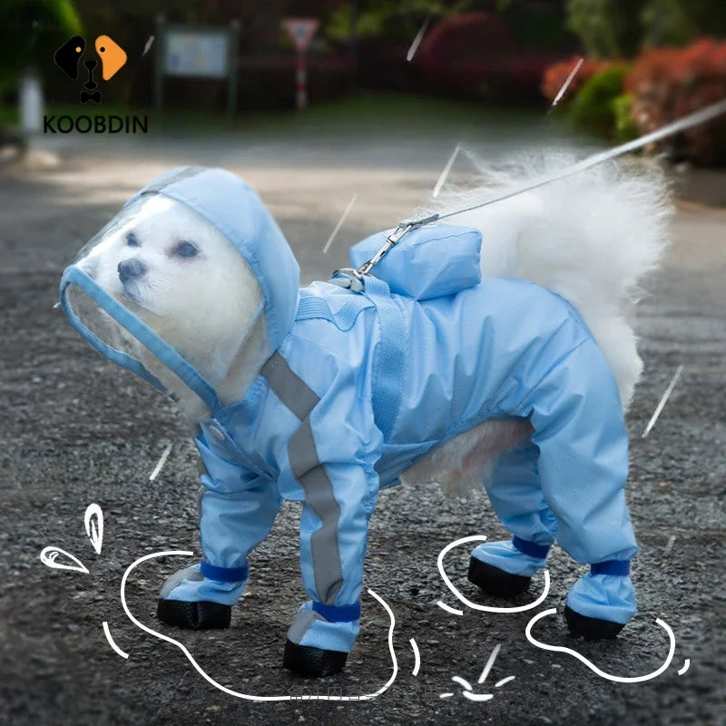 PawLuxe Reflective Hooded Raincoat Jumpsuit