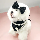 Tweed Bandana , Bow & Necklace Set