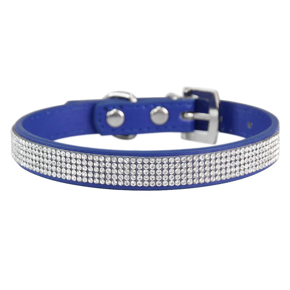 Crystal Glitter Rhinestones Pet Collar Leather Puppy Necklace Collars For Small Medium Large Dogs Cat Chihuahua Pug Accessories