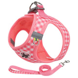 Kitten chest Strap Fresh plaid kitten leash anti-break Adjustable reflective pet chest strap Small dog kitten chest back