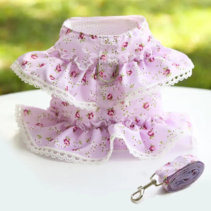 Floral Ruffle Harness and Leash