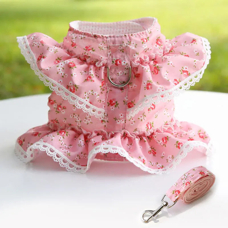 Floral Ruffle Harness and Leash