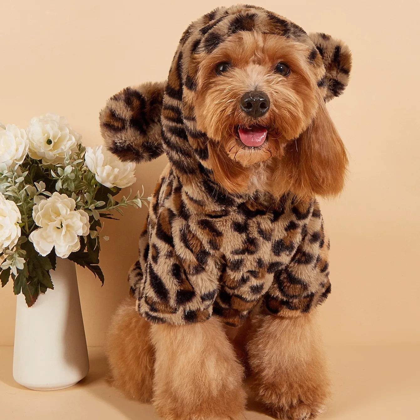 Leopard Flannel Hoodie with Ears