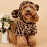 Leopard Flannel Hoodie with Ears