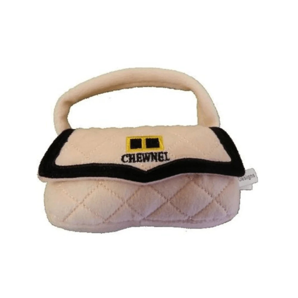 Chewnel Beige Plush Handbag Dog Toy