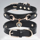 CP567--beautiful PU pet cat&dog collar decorated with sparkling love，adjustable and durable.